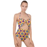 Wavey shapes pattern                                                             Scallop Top Cut Out Swimsuit