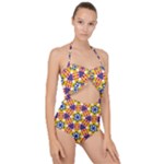 Wavey shapes pattern                                                             Scallop Top Cut Out Swimsuit