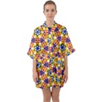 Wavey shapes pattern                                                             Quarter Sleeve Kimono Robe