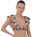 Wavey shapes pattern                                                              Plunge Frill Sleeve Bikini Top