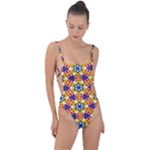 Wavey shapes pattern                                                              Tie Strap One Piece Swimsuit