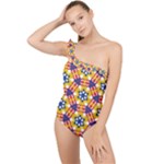 Wavey shapes pattern                                                              Frilly One Shoulder Swimsuit