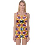 Wavey shapes pattern                                                              Women s Boyleg One Piece Swimsuit