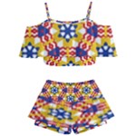 Wavey shapes pattern                                                           Kids  Off Shoulder Skirt Bikini