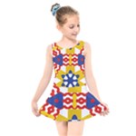 Wavey shapes pattern                                                             Kids  Skater Dress Swimsuit