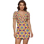 Wavey shapes pattern                                                       Low Cut Cap Sleeve Mini Dress