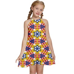 Kids  Halter Collar Waist Tie Chiffon Dress 