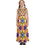 Wavey shapes pattern                                                    Kids  Satin Sleeveless Maxi Dress