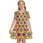 Wavey shapes pattern                                                     Kids  Short Sleeve Tiered Mini Dress