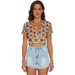 Wavey shapes pattern                                                     V-Neck Crop Top