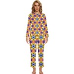 Wavey shapes pattern                                                    Womens  Long Sleeve Lightweight Pajamas Set