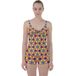 Wavey shapes pattern                                                             Tie Front Two Piece Tankini