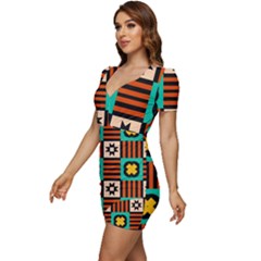 Low Cut Cap Sleeve Mini Dress 