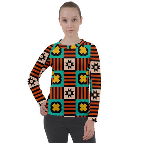 Shapes in shapes     Women s Long Sleeve Raglan Tee from ArtsNow.com