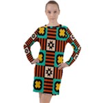 Shapes in shapes                                                                 Long Sleeve Hoodie Dress