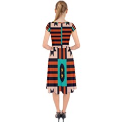 Cap Sleeve Front Wrap Midi Dress 