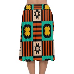 Velvet Flared Midi Skirt 