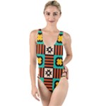 Shapes in shapes                                                             High Leg Strappy Swimsuit