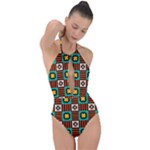 Shapes in shapes                                                               Plunge Cut Halter Swimsuit