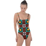 Shapes in shapes                                                               Tie Strap One Piece Swimsuit