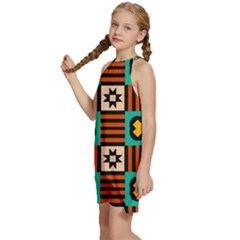 Kids  Halter Collar Waist Tie Chiffon Dress 