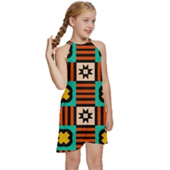 Kids  Halter Collar Waist Tie Chiffon Dress 
