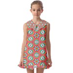 Hexagons and stars pattern                                                       Kids  Pilgrim Collar Ruffle Hem Dress