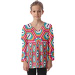 Hexagons and stars pattern                                                      Kids  V Neck Casual Top