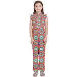 Hexagons and stars pattern                                                         Kids  Sleeveless Ruffle Edge Band Collar Chiffon One Piece