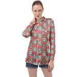 Hexagons and stars pattern                                                               Long Sleeve Satin Shirt