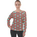 Hexagons and stars pattern                                                              Off Shoulder Long Sleeve Velour Top