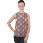 Hexagons and stars pattern                                                              Mock Neck Chiffon Sleeveless Top