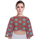 Hexagons and stars pattern                                                              Tie Back Butterfly Sleeve Chiffon Top