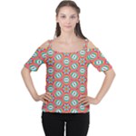 Hexagons and stars pattern                                                                Women s Cutout Shoulder Tee