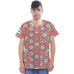 Hexagons and stars pattern                                                                 Men s V-Neck Scrub Top