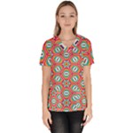 Hexagons and stars pattern                                                                 Women s V-Neck Scrub Top