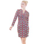 Hexagons and stars pattern                                                                  Button Long Sleeve Dress