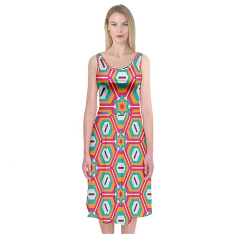 Hexagons and stars pattern                                                               Midi Sleeveless Dress from ArtsNow.com