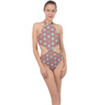 Hexagons and stars pattern                                                               Halter Side Cut Swimsuit