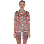 Hexagons and stars pattern                                                             Satin Short Sleeve Pyjamas Set