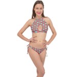 Hexagons and stars pattern                                                                Cross Front Halter Bikini Set