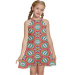 Hexagons and stars pattern                                                      Kids  Halter Collar Waist Tie Chiffon Dress