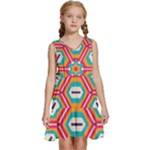 Hexagons and stars pattern                                                      Kids  Sleeveless Tiered Mini Dress