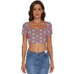 Hexagons and stars pattern                                                     Short Sleeve Square Neckline Crop Top