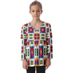 Shapes in shapes 2                                                       Kids  V Neck Casual Top