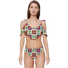 Ruffle Edge Tie Up Bikini Set	 