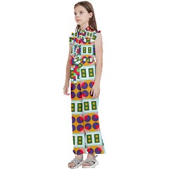 Kids  Sleeveless Ruffle Edge Band Collar Chiffon One Piece 