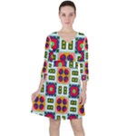 Shapes in shapes 2                                                                 Quarter Sleeve Ruffle Waist Dress