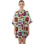 Shapes in shapes 2                                                                Quarter Sleeve Kimono Robe