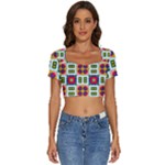 Shapes in shapes 2                                                      Short Sleeve Square Neckline Crop Top